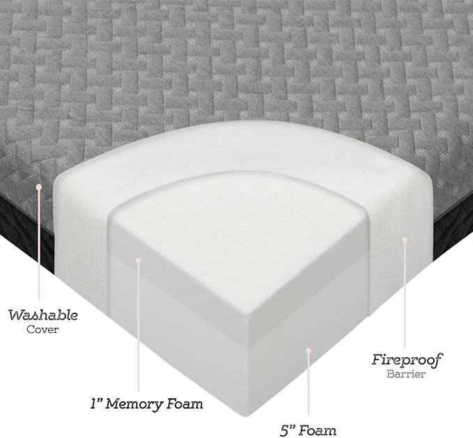 Milliard Dual Sided Premium Tri Folding Mattress, Memory Foam Foldable Mattress with Waterproof Washable Cover + Bonus Eye Mask Included
