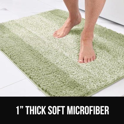 GORILLA GRIP Ultra Soft Plush Bathroom Rugs with Rubber Backing Set of 2, Absorbent Quick Dry Bath Mat, Machine Washable Shower Mats, Home Décor Accessories Bathmat Rug, 24x16 and 30x18 Sage