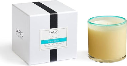 LAFCO New York Classic Candle, French Lilac - 6.5 oz - 50-Hour Burn Time - Reusable, Hand Blown Glass Vessel - Made in The USA