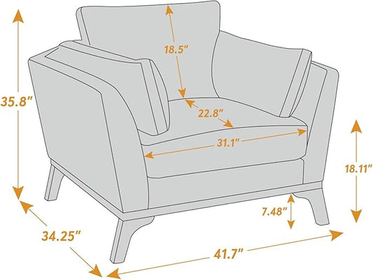 VANOMi Large-Sized Accent Chair, Thick Cushion Bedroom Reading Chair, Comfortable Living Room Single Sofa， Boucle Dark Gray