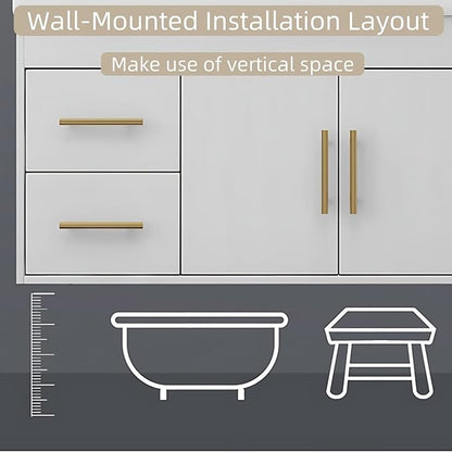 68IN Modern Bathroom Vanity - LED Intelligent Mirror Cabinet Includes Time Display & Defogging | Bathroom Cabinet with Sink & Open Storage Compartments, Ceramic Washbasin, 4 Drawers (Style B)