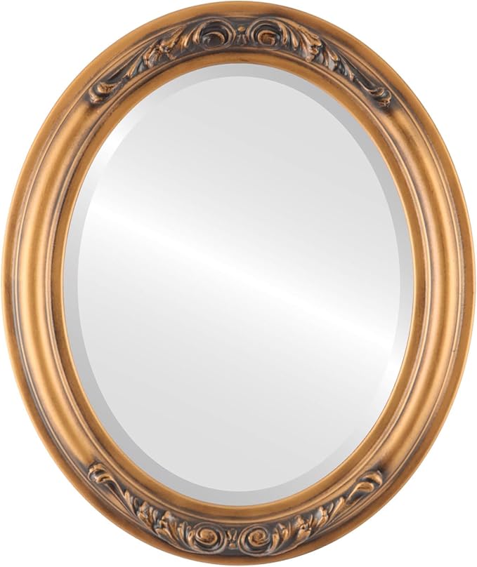 OVALCREST Oval Beveled Wall Mirror for Home Decor - Florence Style - Sunset Gold - 28" x 22"