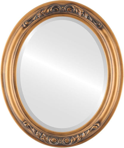 OVALCREST Oval Beveled Wall Mirror for Home Decor - Florence Style - Sunset Gold - 44" x 34"