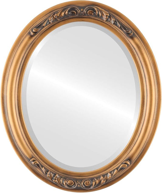 OVALCREST Oval Beveled Wall Mirror for Home Decor - Florence Style - Sunset Gold - 24" x 20"