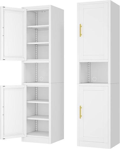 Tall Narrow Storage Cabinet 66.93" H Tall Bathroom Cabinets Metal Pantry Cabinet, 4 Adjustable Shelves for Kitchen, Home Office, Living Room, Dinning Room (16 inches Wide White)