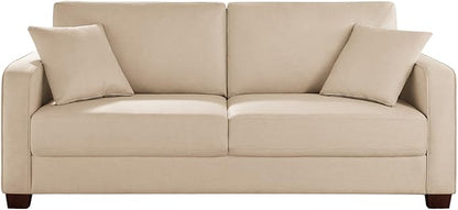 VANOMi Loveseat Couches for Living Room, Modern Sofas & Couches with Cushion & 2 Pillow, Comfy Linen Loveseat Sofa for Small Space, Office, Apartment, Beige