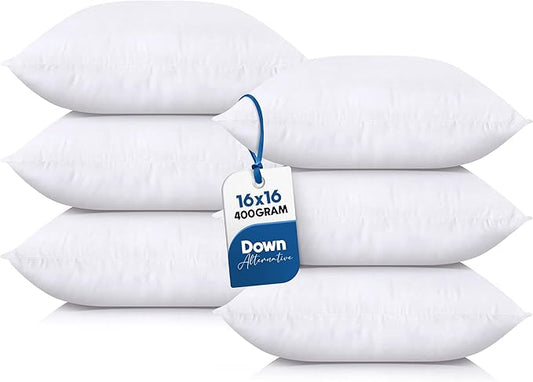 Utopia Bedding Throw Pillows (Set of 6, White), 16 x 16 Inches Pillows for Sofa, Bed and Couch Decorative Stuffer Pillow