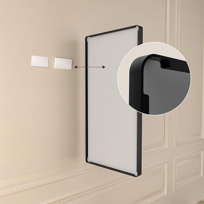 40x30 Inch Black Metal Framed Bathrrom Mirror for Wall,Matte Black Rectabgle Vanity Mirror,Tempered Glass,Anti-Rust,Rounded Corner,Horizontal or Vertical