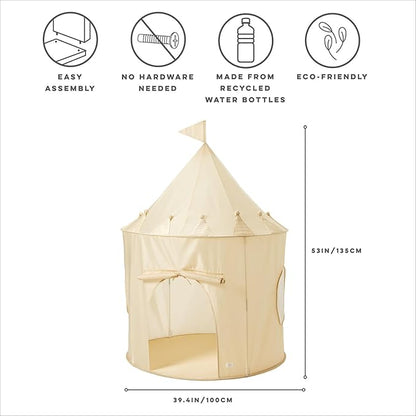 3 Sprouts Kids Play Tent - Sustainable Recycled Fabric – Fun Spacious Childs Playhouse for Indoor Games for Boys & Girls - Durable Fort Pop Up House for Toddlers & Children Age 3-10 - Beige