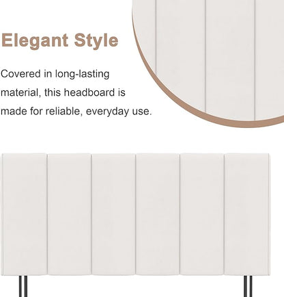 HAOBO Home Upholstered Headboards Foldable Queen/Full Faux Leather Panels with Height Adjustments-White
