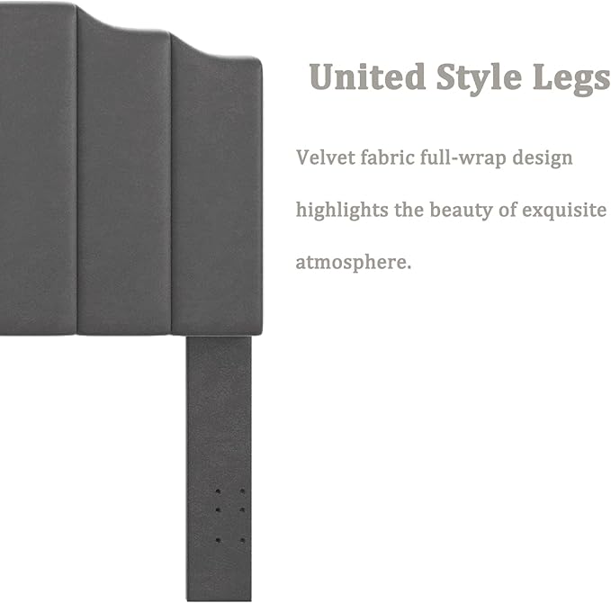 King Size Headboard Only, Velvet Wall Mounted Headboard King/California for Adjustable Bed Modern Upholstered Head Board Easy Assembly, Dark Gray
