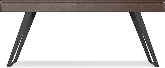 SIMPLIHOME Lowry Large Desk - 72-Inch Wide Solid Acacia Wood and Metal Writing Desk in Distressed Charcoal Brown, Modern Industrial Home Office Table with 2 Deep Drawers and Flip-Down Keyboard Tray