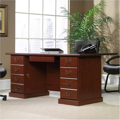 Pemberly Row Classic Home Office Executive Computer Desk in Cherry
