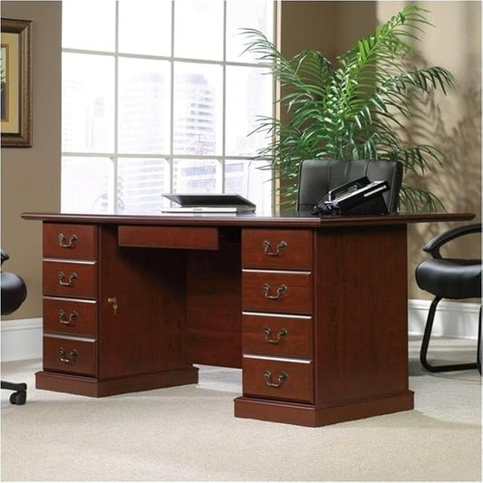 Pemberly Row Classic Home Office Executive Computer Desk in Cherry