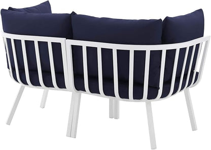 Modway Riverside Outdoor Furniture, 2-Piece Set, White Navy