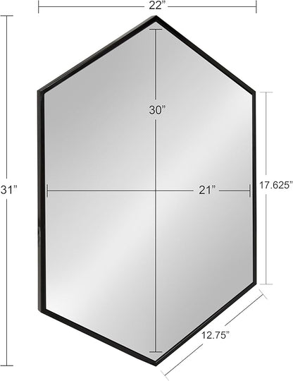 Kate and Laurel McNeer Large Hexagon Metal Wall Mirror, 31x22, Black