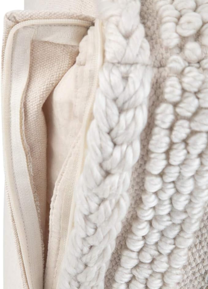 SIMPLIHOME Sommer Boho Square Pouf in Natural Handloom Woven Pattern for the Living Room, Bedroom and Kids Room