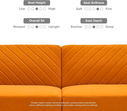 mopio 76.4" Futon Sofa Bed, Couch, Loveseat, Sleeper Sofa, Mid Century Modern Futon Couch, Sofa Cama, Couches for Living Room (Apricot Velvet)