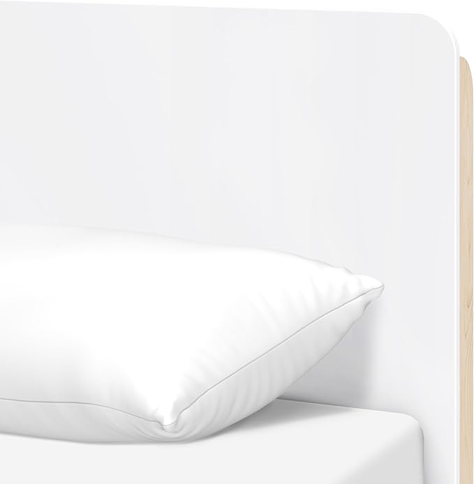 Babyletto Tiptoe Twin Bed for Kids - Sturdy Wood Twin Bed Frames with Headboard - Playful Modern Design - Perfect for Kids Bedrooms, Guest Rooms & Growing Families - White