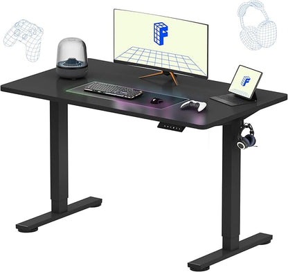 FLEXISPOT EN1 One Piece Standing Desk 48 x 24 Inches Electric Stand Up Desk for Home Office (Black Frame + Black Top)