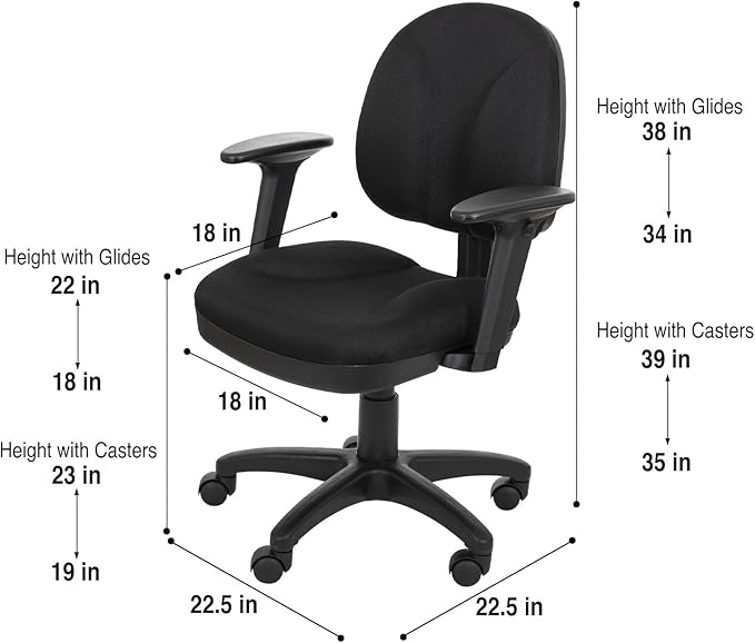 OEF Furnishings Comfort Office Chair, 18"-22", Black