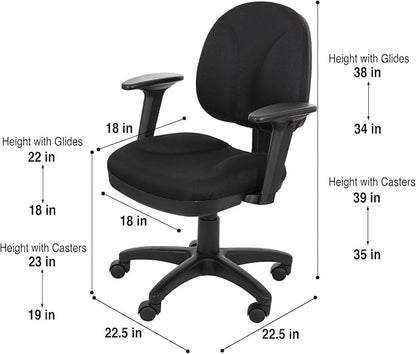 OEF Furnishings Comfort Office Chair, 18"-22", Black
