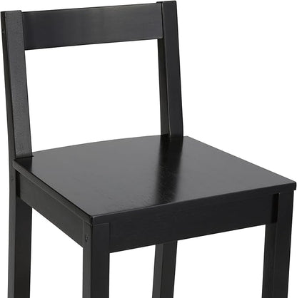 Amazon Basics Wooden Bar Stool with Backrest 24", Black, 1 Unit