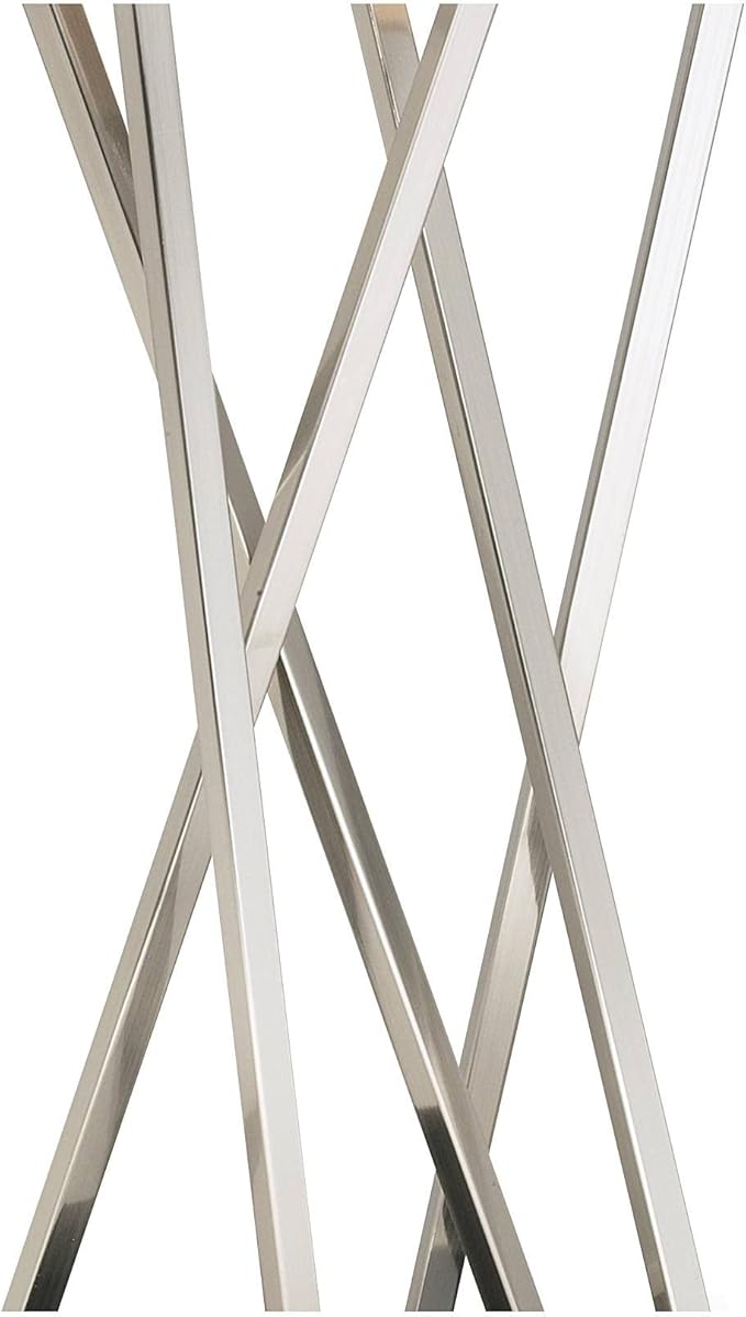 Possini Euro Design Asymmetry 30" Tall Large Modern End Table Lamps Set of 2 Silver Brushed Steel Finish Metal Linen White Shade Living Room Bedroom Bedside Nightstand House Office Home Reading