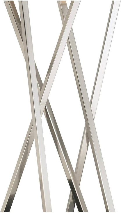 Possini Euro Design Asymmetry 30" Tall Large Modern End Table Lamps Set of 2 Silver Brushed Steel Finish Metal Linen White Shade Living Room Bedroom Bedside Nightstand House Office Home Reading