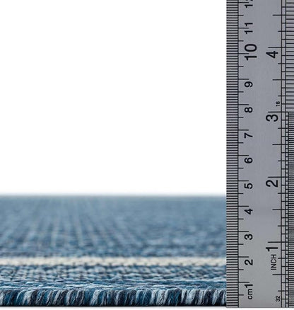 Unique Loom Outdoor Border Collection Area Rug - Soft Border (2' 7" x 4' 1" Hearth Blue/Ivory) (Pack of 2)