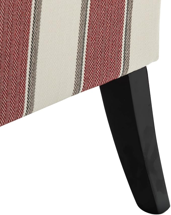 HULALA HOME Modern Accent Chair with Arms and Wooden Legs, Striped Accent Chair Armchair High Back Rest, Padded Armrest and Comfortable Cushioned Seat for Living Room (Stripe Red)