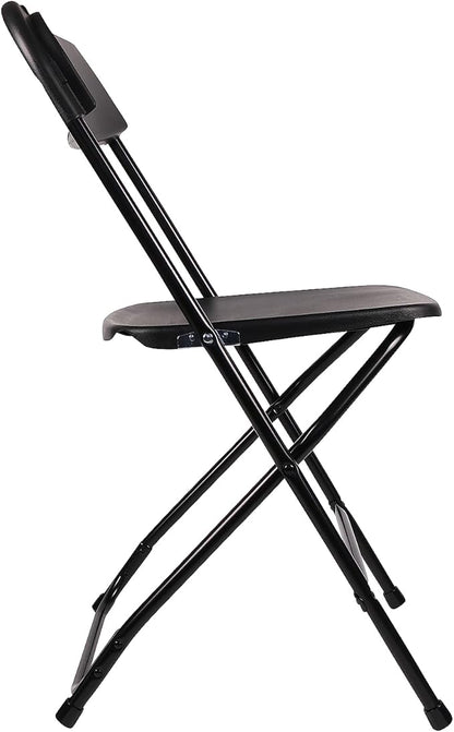 BTEXPERT Set of 20,Black Plastic Folding Chair Steel Frame Commercial High Capacity Event Chair Lightweight Set for Office Wedding Party Picnic Kitchen Dining Church School