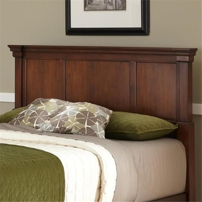BOWERY HILL 52" x 82" Traditional Wood King Headboard with Recessed Frame Moldings and Carved Detailed, Some Assembly Required, in Warm Cherry Brown Finish