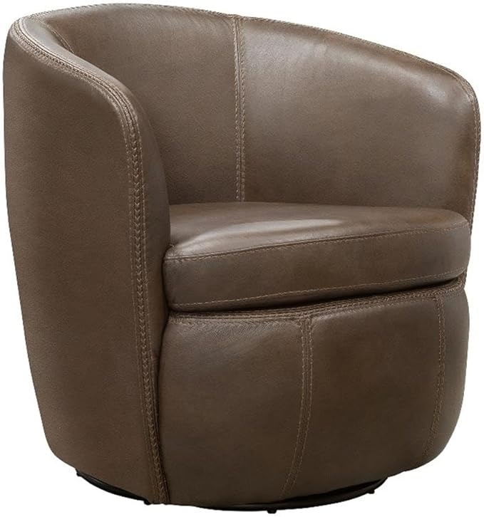 Pemberly Row Vintage Brown All Italian Leather Swivel Club Chair