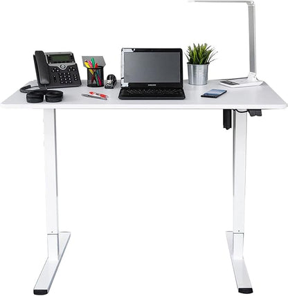 Stand Up Desk Store Electric Compact Standing Desk (White Frame/Matte White Top, 48” Wide)