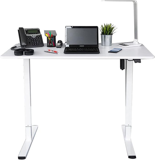 Stand Up Desk Store Electric Compact Standing Desk (White Frame/Matte White Top, 48” Wide)