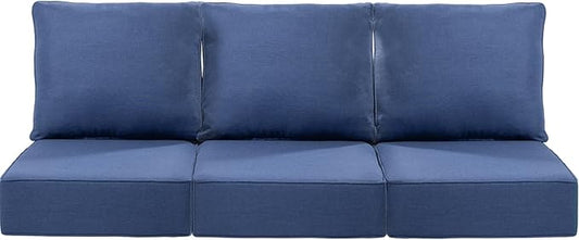 Luxury 24x24x6 Inch Patio Sofa Cushions Set of 3 - Memory Foam Deep Seat Water-Resistant Patio Cushion for Lawn Dining Rocking Swivel Chairs Loveseat 3-Seater Sectional Couch - Navy Blue