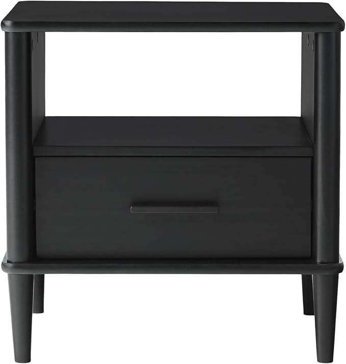 Walker Edison Modern 1-Drawer Nightstand, 20 Inch, Black 20-Inch