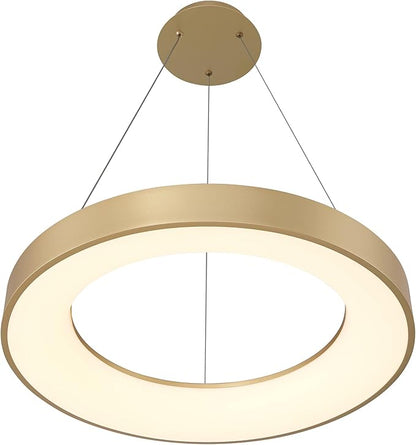 Possini Euro Design Cafferty Soft Sanded Gold Ring Pendant Lighting 23 1/2" Wide Modern Dimmable LED Fixture for Dining Room House Home Foyer Kitchen Island Entryway Bedroom Living High Ceilings