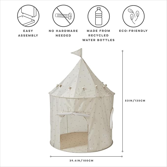 3 Sprouts Kids Play Tent - Sustainable Recycled Fabric – Fun Spacious Childs Playhouse for Indoor Games for Boys & Girls - Durable Fort Pop Up House for Toddlers & Children Age 3-10 - Blueberry Taupe