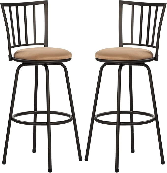VECELO Adjustable Counter Stools,Bar Stools with 360 Degree Swivel Seat Top and Comfortable Round Seat Cushions,Steel Bistro Pub Chairs