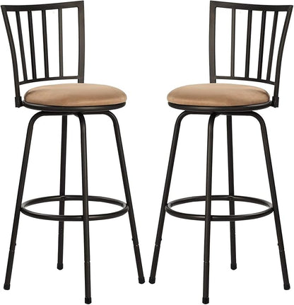 VECELO Adjustable Counter Stools,Bar Stools with 360 Degree Swivel Seat Top and Comfortable Round Seat Cushions,Steel Bistro Pub Chairs