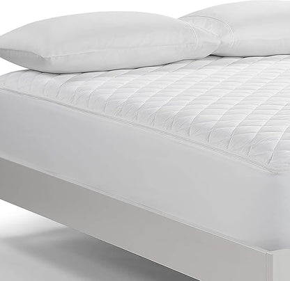 Serta Air Dry Extra Comfort Plus 100% Cotton Fabric Quilted Mattress Pad, Cooling and Breathable Mattress Cover, Moisture Wicking Protection with 18" Deep Pocket, Full, White