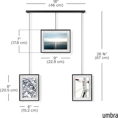 Umbra Exhibit Picture Frame Gallery Set Adjustable Collage Display for 5 Photos, Prints, Artwork & More (Holds Two 4 x 6 inch and Three 5 x 7 inch Images), Black