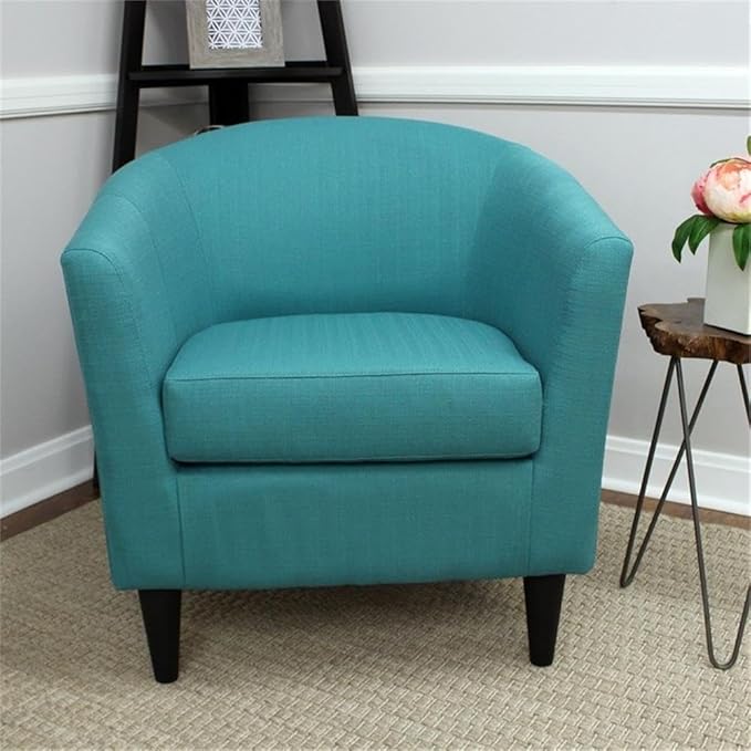 Pemberly Row 17.5" Traditional Fabric Club Chair in Carribean Blue