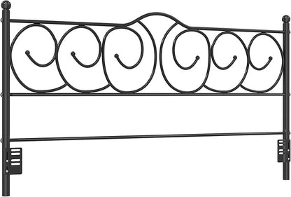 VECELO Metal King Size Headboard, Heavy Duty Curved Headboard Only Height Adjustable, Easy to Assembly, Farmhouse Victorian Style for Bedroom - Black, King