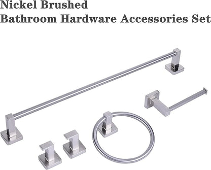 5 Pieces Brushed Nickel Bathroom Hardware Set,Wall Mounted 23.6 inch Towel Bar Set,Towel Rack Set,Toilet Paper Holder, Bathroom Accessories Set