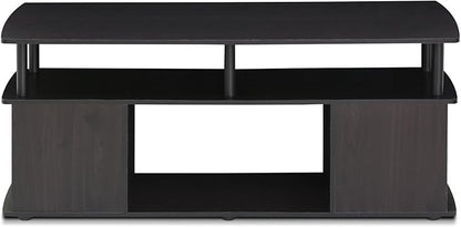 Furinno Jaya Coffee Table, Rectangle Modern Coffee Table with Open Shelf, Side Table with Side Storage, for Living Room, Bedroom, Home Office, Black