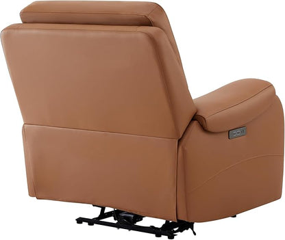 CHITA Large Power Zero Gravity Recliner Chair, Genuine Leather Recliner Chair for Adults with Adjustable Power Headrest and Hidden Slide-Out Cupholders, USB and Type-C Ports, Saddle