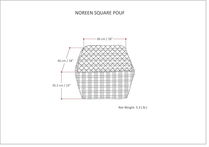 SIMPLIHOME Noreen Boho Square Pouf in Slate Grey and White Handloom Woven Pattern for the Living Room, Bedroom and Kids Room
